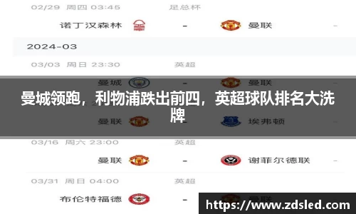 曼城领跑，利物浦跌出前四，英超球队排名大洗牌